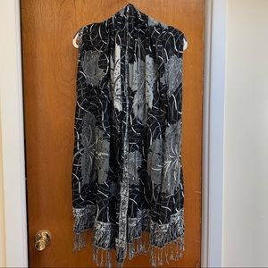 Black & White Floral Scarf